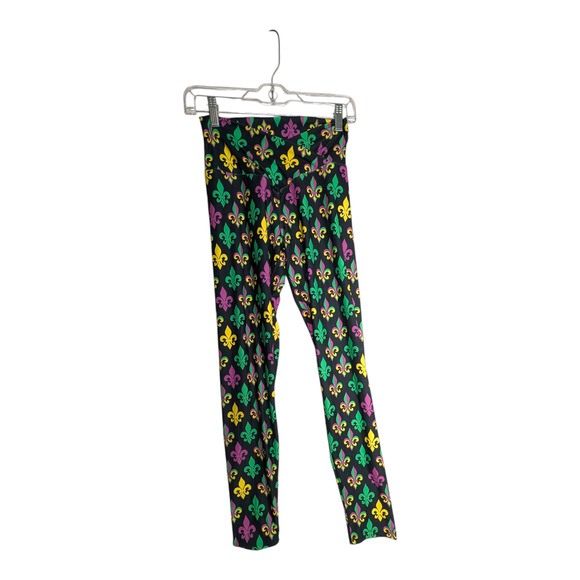 Sissycos Women's Size Medium Soft Leggings Color Carnival Fleur De Lis New - Picture 4 of 5